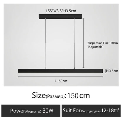 One word minimalist dining room chandelier modern long strip dining table lamp luxury dining room bar table lamp office light