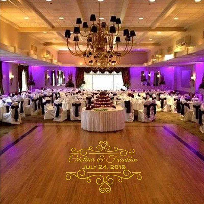 Wedding Dance Floor Decal Wedding Floor Monogram Vinyl Floor Sticker Party Decor Custom Name & Date DIY Wall Sticker