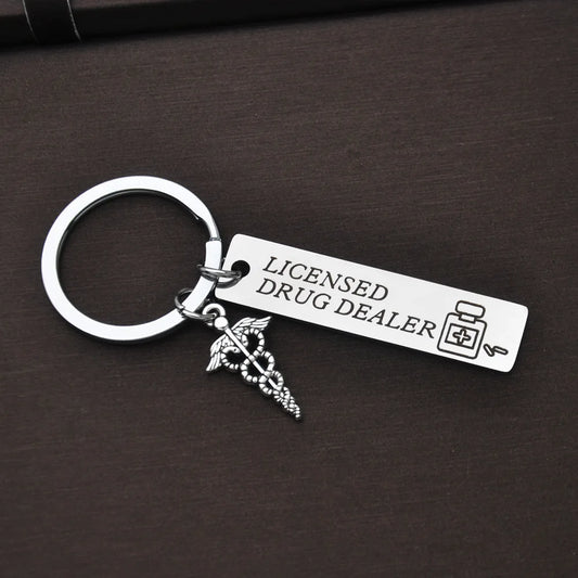 Nurse Medical Pharmacist Gift Funny Keychain Pharmacy Student School Graduation Gift Funny Licensed Drug Dealer Keychain