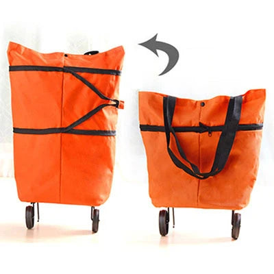 Portable Folding Reusable Shopping Bags Small Pull Cart Buy Shopping Trolley Bag With Wheels Fruit Vegetables Bag Food Organizer