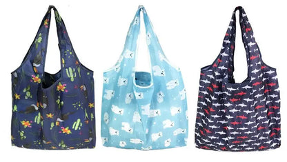 Large Reusable Shopping Bag Women's Foldable Floral Environmentally Friendly Portable Tote Bag Grocery Storage Bag