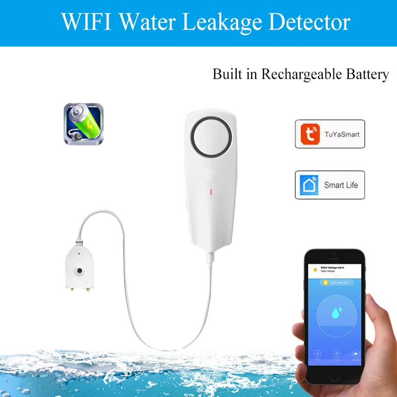 For WIFI Liquid Leak Sensor Smart APP Alexa Push Alarm Alerts wireless Water Level Detector Leakage