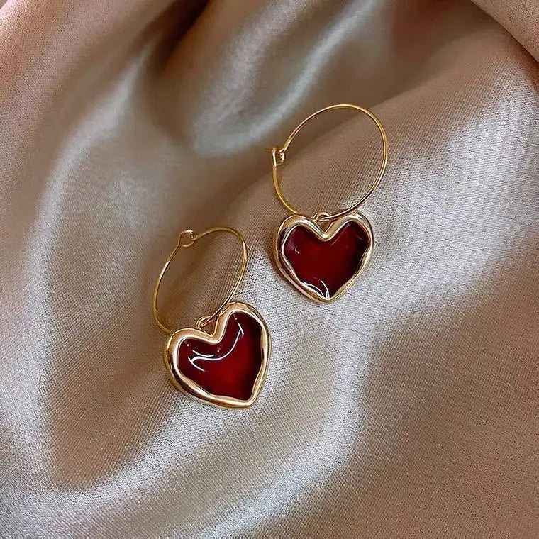 Daily Red Hearts Girls Doop Earrings Love Funny Bohemian Earrings 2024 Fashion New Women Accessories