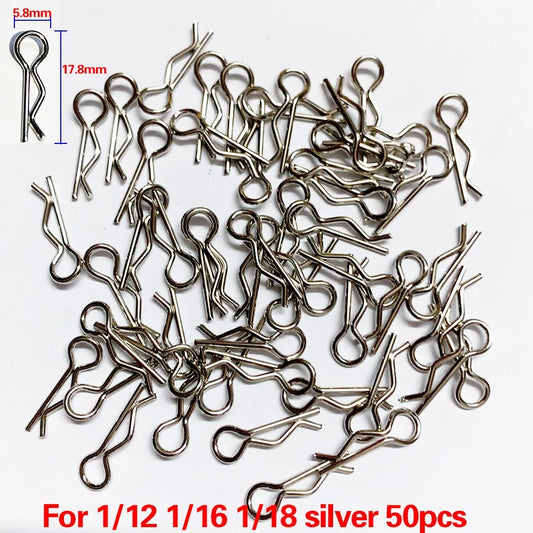 50pcs Rc Car Parts 1/5 1/6 1/7 1/8 1/8 1/12 1/16 Rc Cars Shell Body Clips Pins Housing Latch R Buckles Fixed For Trx-4 Scx10 Hsp