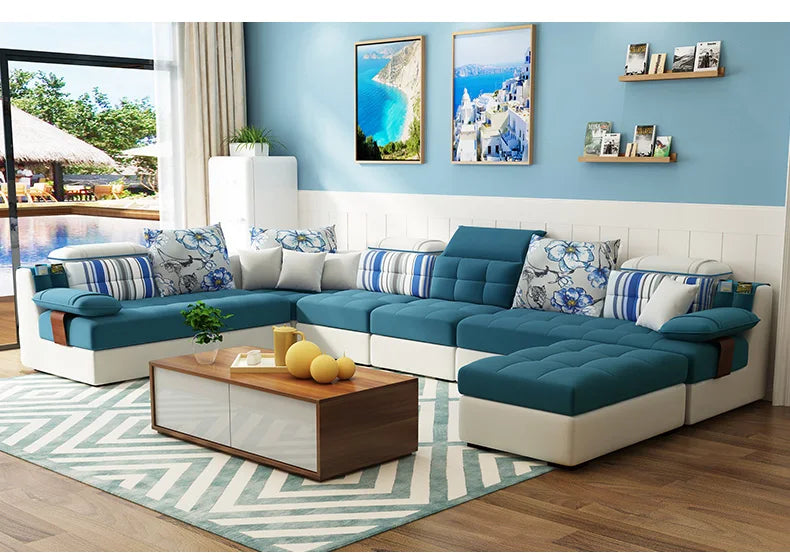 Living Room Sofa set U Home Furniture modern linen hemp fabric sectional sofas American country muebles de sala moveis para casa