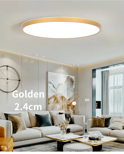 Modern LED Ceiling Light Wood Grain Golden One Light with 3 Colors Home Lighing Kitchen Bedroom Bathroom Surface Ceiling Lamp