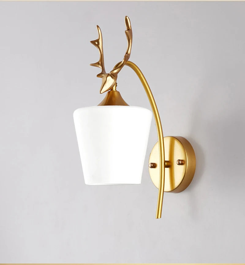 Decorative Modern Wall Lamp with Glass Shade Bedside Bedroom Loft Design Up Down Iron Led Wall Lights Gold for Home Mirror E27