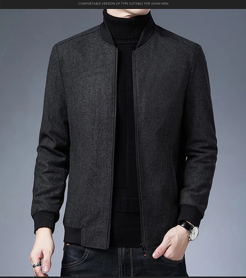New Brand Casual Fashion Baseball Collar Autumn Winter Mens Coat 2025 Men Clothing Fashion Jacket Solid Classic Windbreaker