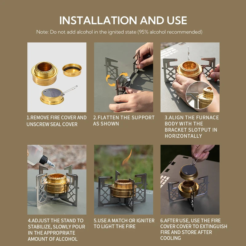 CAMPINGMOON AS-1/AS-ST Outdoor Small Picnic Equipment Alcohol Stove Brass Stove Liquid Alcohol Stove Head Portable Stove