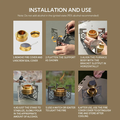 CAMPINGMOON AS-1/AS-ST Outdoor Small Picnic Equipment Alcohol Stove Brass Stove Liquid Alcohol Stove Head Portable Stove