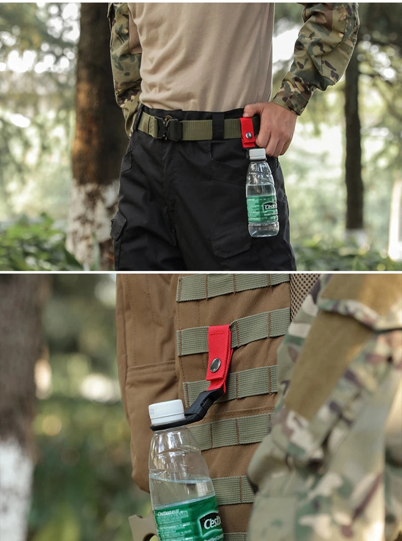 Tactical Water Hanger Outdoor Gear Clip Carabiner Water Bottle Buckle Hook Holder Keychain Belt Webbing Strap for Hiking Camping