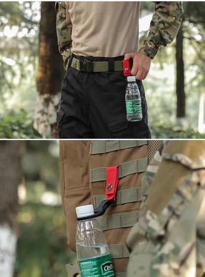 Tactical Water Hanger Outdoor Gear Clip Carabiner Water Bottle Buckle Hook Holder Keychain Belt Webbing Strap for Hiking Camping
