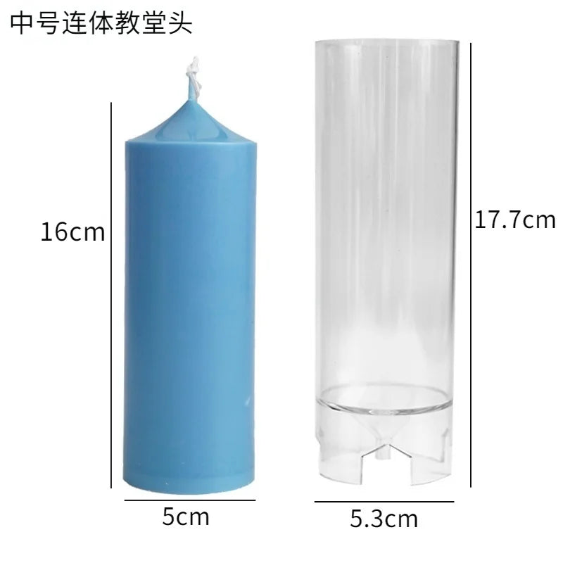 Spire Cylindrical Plastic Candle Mold DIY Geometric Conjoined Church Top Candles Making Supplies DIY Retro Church Wedding Decor