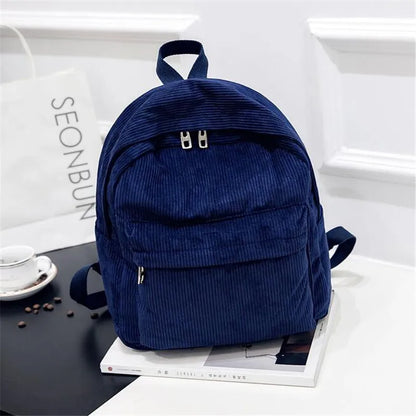 Personalized Corduroy Black Navy Khaki Gary Student Backpack Embroidered Custom Large Capacity Schoolbag for Student and Adult