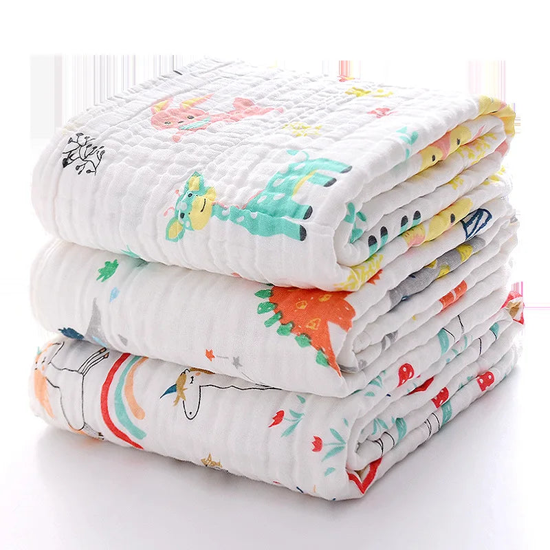 Baby Bath Towel Muslin Cloth Kids Bathrobe Child Blanket Wrap for Newborn Infant Toddler Boys Girls Gauze Cotton 110*110cm