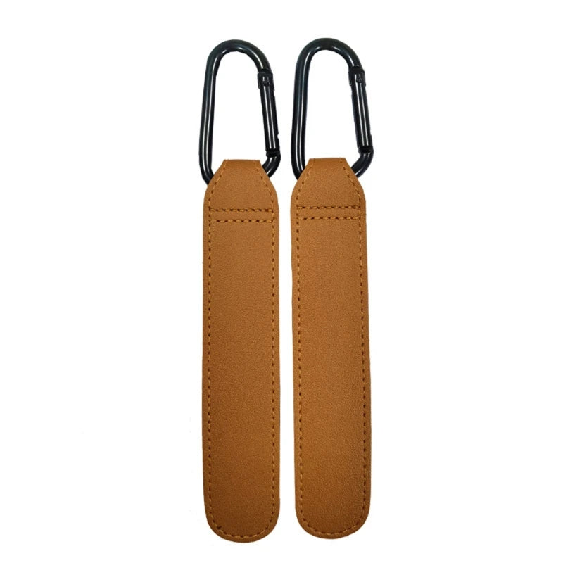 1/2pcs Portable PU Leather Baby Stroller Hook Hanger Velcros Pram Hook Carabiner Cart Organizer Clip for Stroller Accessories