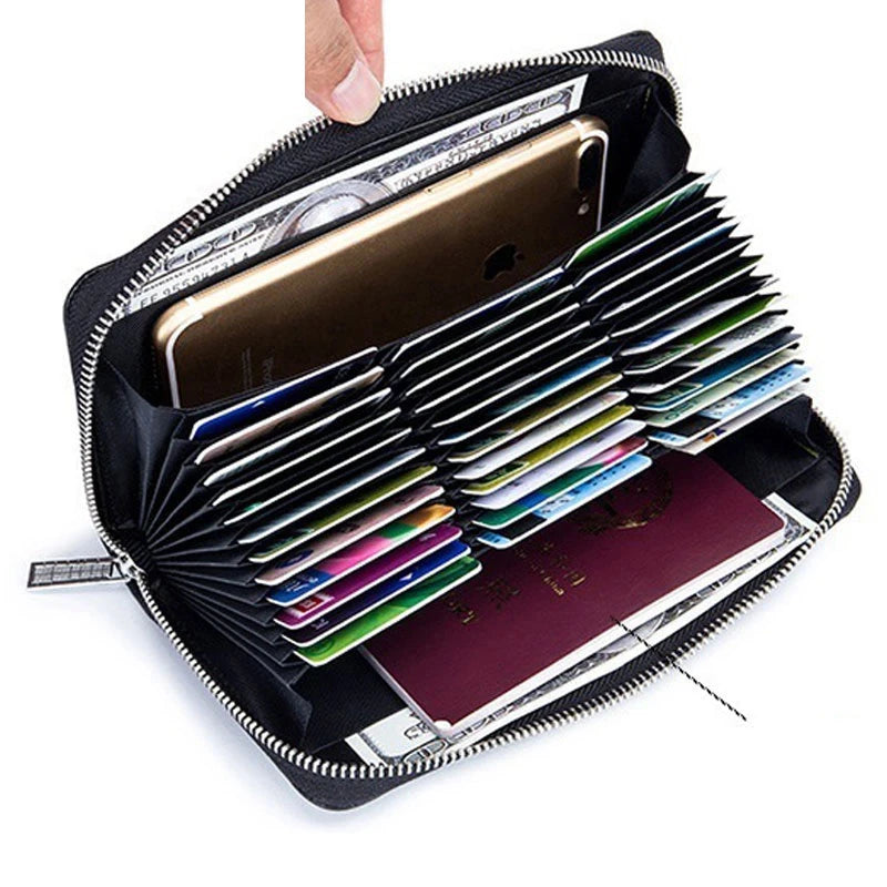 Women RFID Blocking Wallet Genuine Leather Anti Theft 36 Card Holders Women Wallets With Phone Case Clutch Bags Coin Purse Girl