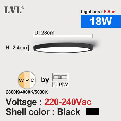 Modern LED Ceiling Light Wood Grain Golden One Light with 3 Colors Home Lighing Kitchen Bedroom Bathroom Surface Ceiling Lamp