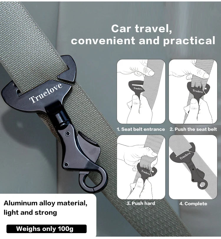 Truelove Car Seat Belt Safety Buckle Belt Collar or Harness Lightweight Aluminum Alloy Portable TLM1992/93