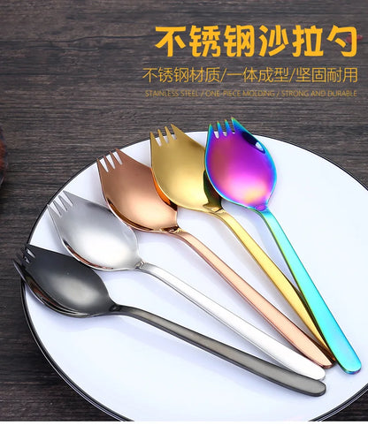 304 Stainless Steel Salad Spoon Fork Spoon Set Spoon Gift Fork Fruit Fork Soup Spoon Western Food Fork Spoon Children's Spoon