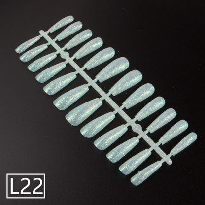 1 Set Glitter False Nail Tips Full Cover Ballerina Fake Nail Tips Press on Nail Tips Coffin