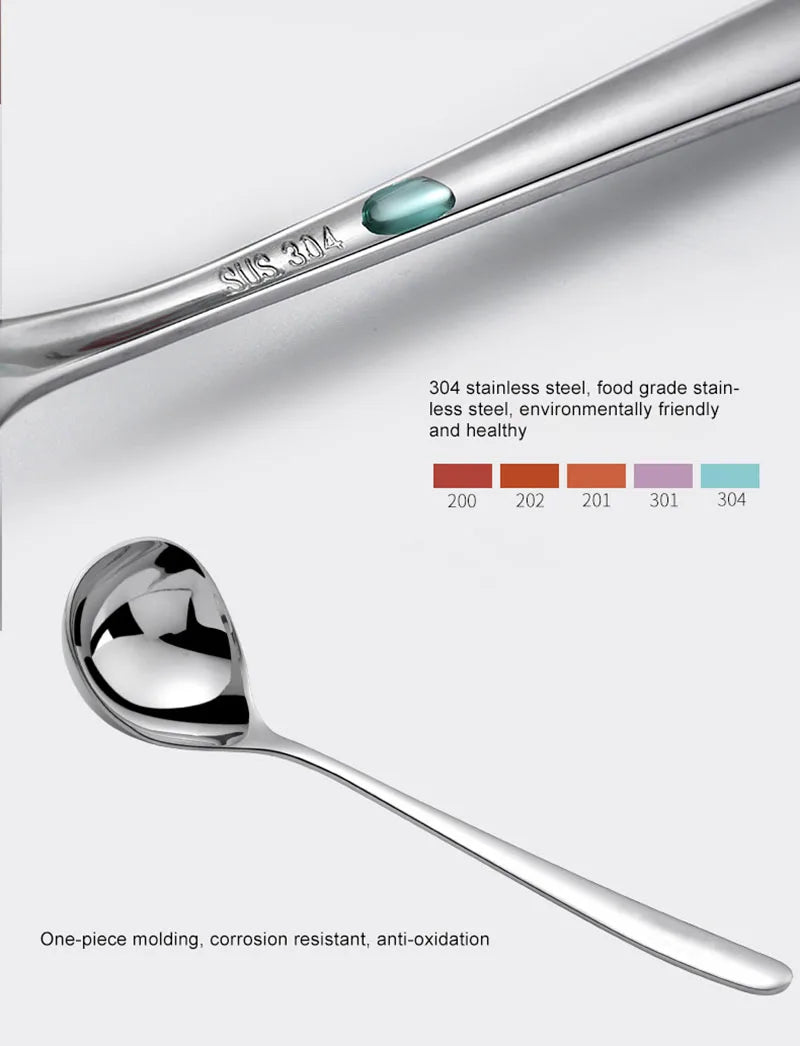 Korean Stainless Steel Thickening Spoon Creative Long Handle Hotel Hot Pot Spoon  Soup Ladle Home Kitchen Essential Tools h2