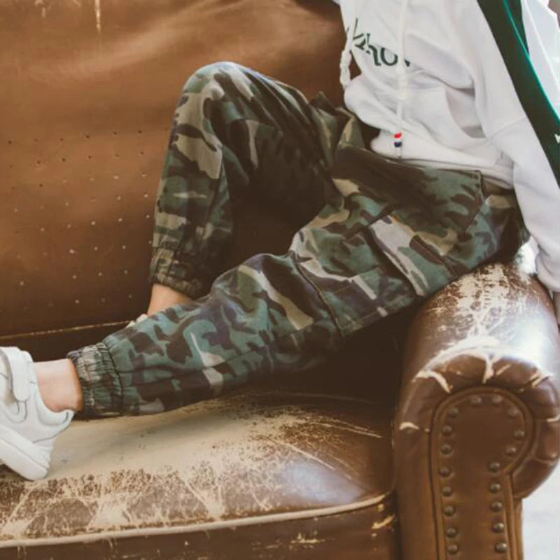 2022 Boys Camouflage Joggers Casual Cargo Pants for Boys Kids Cotton Trousers Clothes Teenage Boys Joggers Clothing 3-14 Years