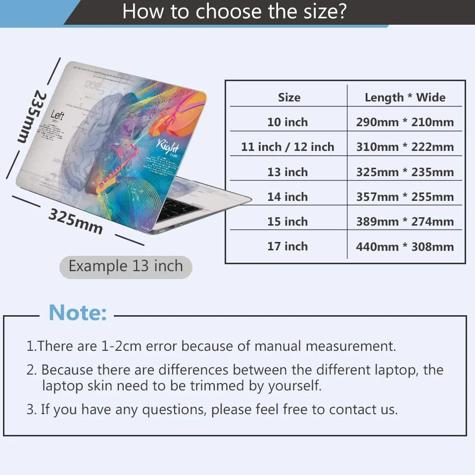 DIY Laptop Film Left and Right Brain Cover Laptop Sticker Laptop Skin 12/13/14/15/17-inch Art Decal Laptop Decoration