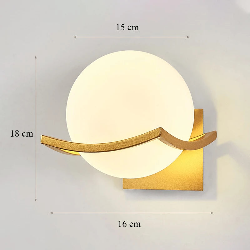 Decorative Modern Wall Lamp with Glass Shade Bedside Bedroom Loft Design Up Down Iron Led Wall Lights Gold for Home Mirror E27