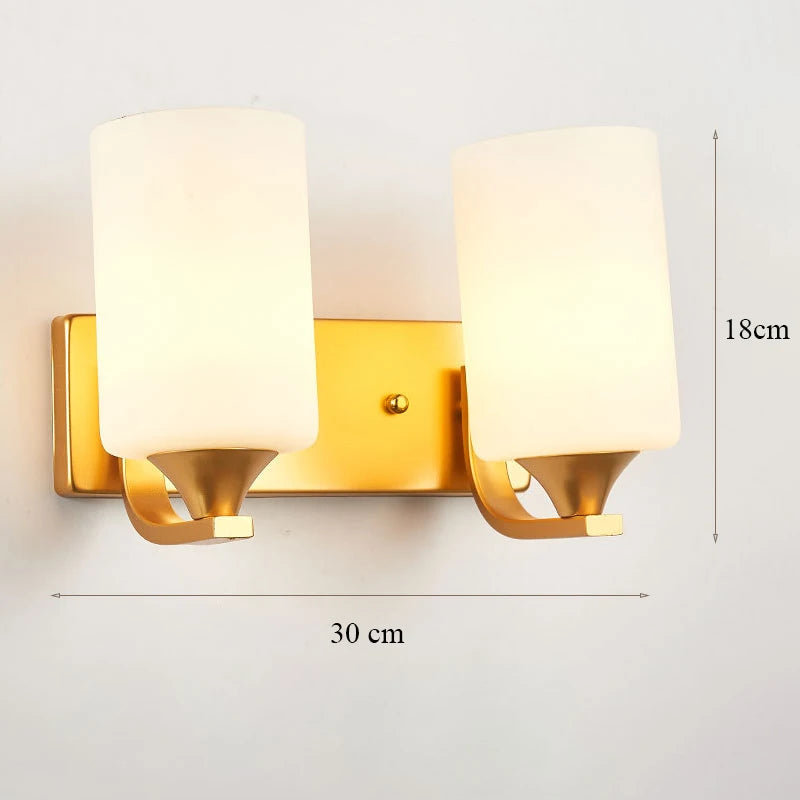 Decorative Modern Wall Lamp with Glass Shade Bedside Bedroom Loft Design Up Down Iron Led Wall Lights Gold for Home Mirror E27