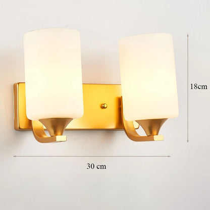 Decorative Modern Wall Lamp with Glass Shade Bedside Bedroom Loft Design Up Down Iron Led Wall Lights Gold for Home Mirror E27