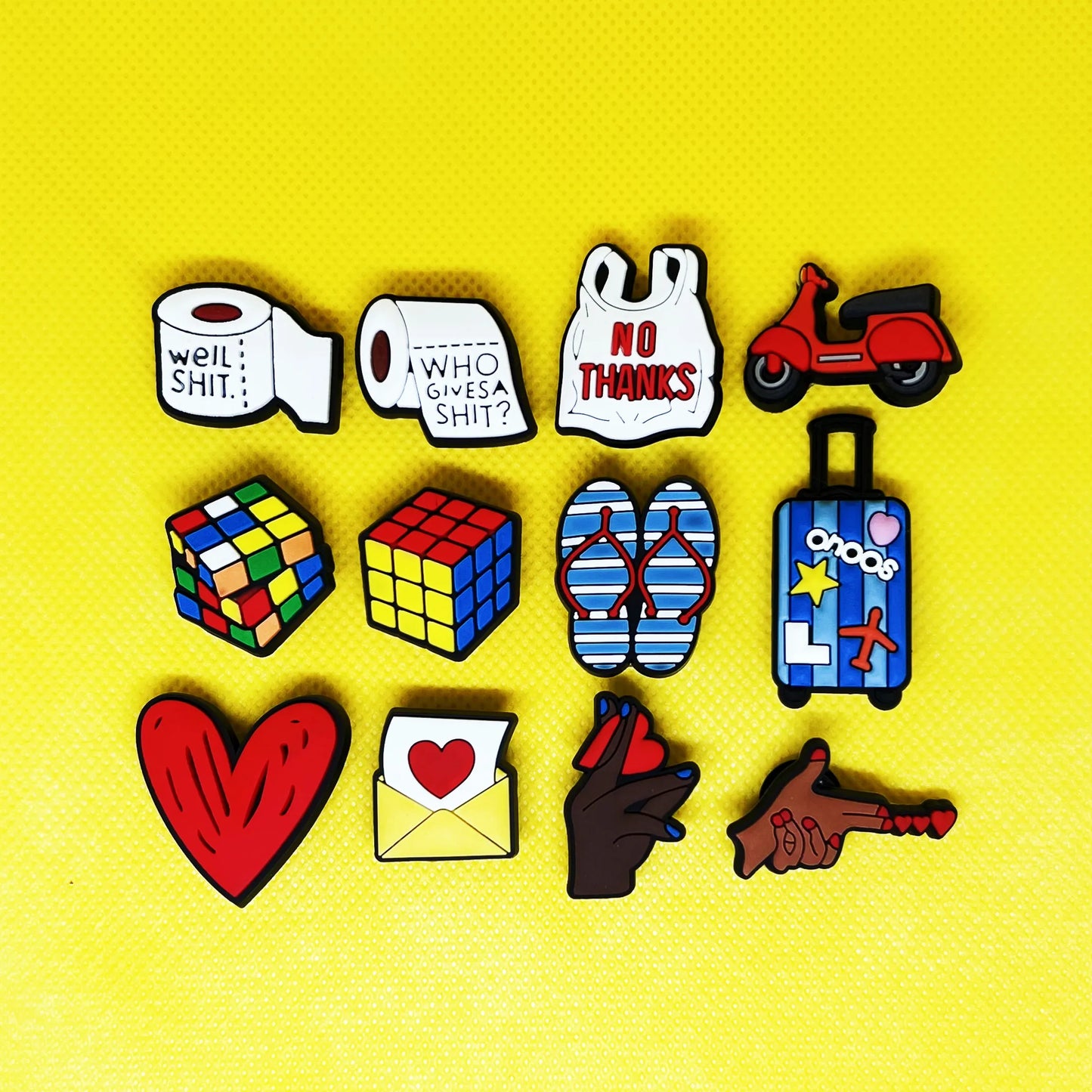 1Pcs Cartoon Cube Crocs Trunk Motorcycle Shoes Decorations for Xmas Gifts