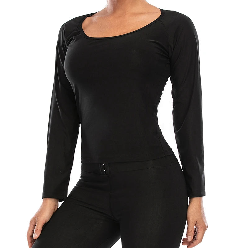 Body Shaper Long Sleeve TOP Sauna Shapers Hot Sweat Sauna Effect T-Shirts Tops Slimming Fitness Shapewear Workout Gym