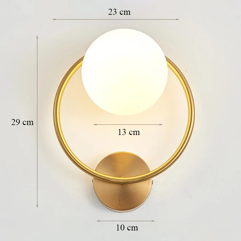 Decorative Modern Wall Lamp with Glass Shade Bedside Bedroom Loft Design Up Down Iron Led Wall Lights Gold for Home Mirror E27