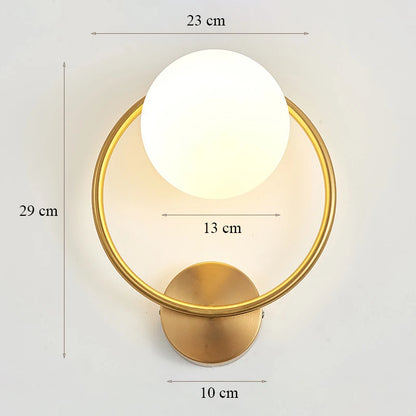 Decorative Modern Wall Lamp with Glass Shade Bedside Bedroom Loft Design Up Down Iron Led Wall Lights Gold for Home Mirror E27