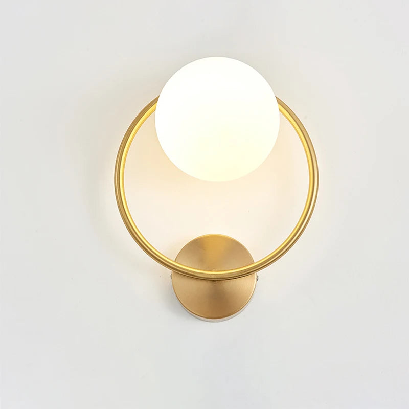 Decorative Modern Wall Lamp with Glass Shade Bedside Bedroom Loft Design Up Down Iron Led Wall Lights Gold for Home Mirror E27