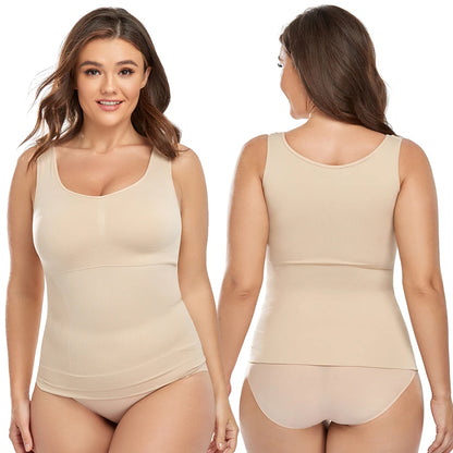 Shapewear for Plus Size Women Tummy Control Shapewear Built-in Bra Shaping Tank Tops Slimming Body Shaper Compression Underwear