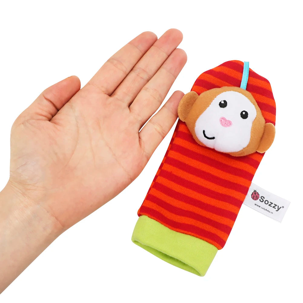 1PairBaby Toys 0-6-12 Months Cute Stuffed Animals Baby Rattle Socks Wrist Baby Rattles Newborn Toys Make Sounds Games For Babies