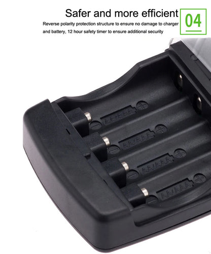 4 way Ecological Charger  with USB input port for  LR03 LR6 disposable Batteries and AA AAA Rechargeable alkaline Batteries