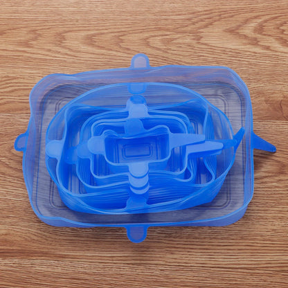 6Pcs Food Grade Silicone Stretch Lids Kitchen Tools Accessories Reusable Food Wrap Sealed Cover Keep Fresh Stretchy Bowl Cover