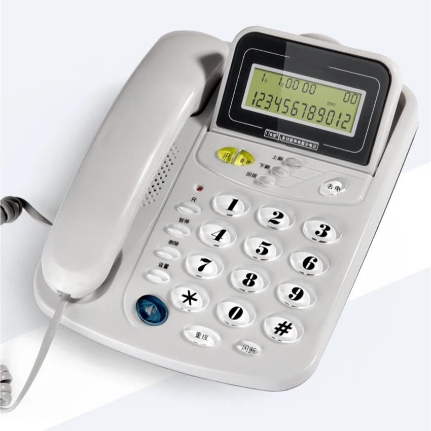Caller ID Home Landline with Loud Ringtone for Elderly, Corded Desk Phone, Wall Mountable Fixed Landline Telephone