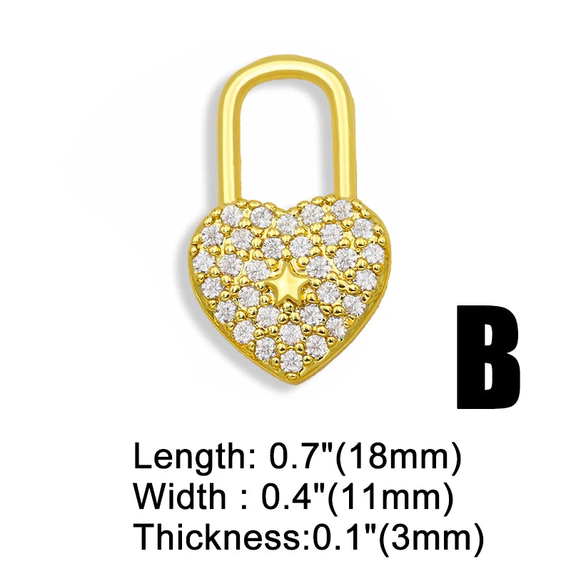 Clearance DIY Cubic Zirconia Small Lock Star Pandent Supplies For Handmade Heart Pendant Jewelry Making Accessories pdta144