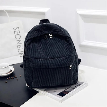 Personalized Corduroy Black Navy Khaki Gary Student Backpack Embroidered Custom Large Capacity Schoolbag for Student and Adult