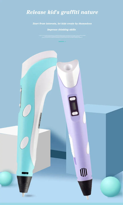 3D Pen 3d Printing Pen DIY Drawing Pens PLA Filament With USB PU Travel Case Birthday Christmas Gift For Kids Children