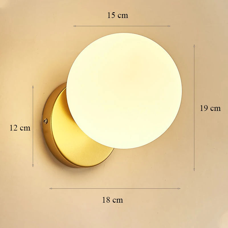 Decorative Modern Wall Lamp with Glass Shade Bedside Bedroom Loft Design Up Down Iron Led Wall Lights Gold for Home Mirror E27
