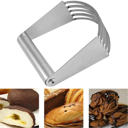 Manual Stainless Steel Dough Blender, Pastry Cutter, Ergonomic Handle, 5 Blade Baking Tool, Kitchen Gadget, Hot Sell