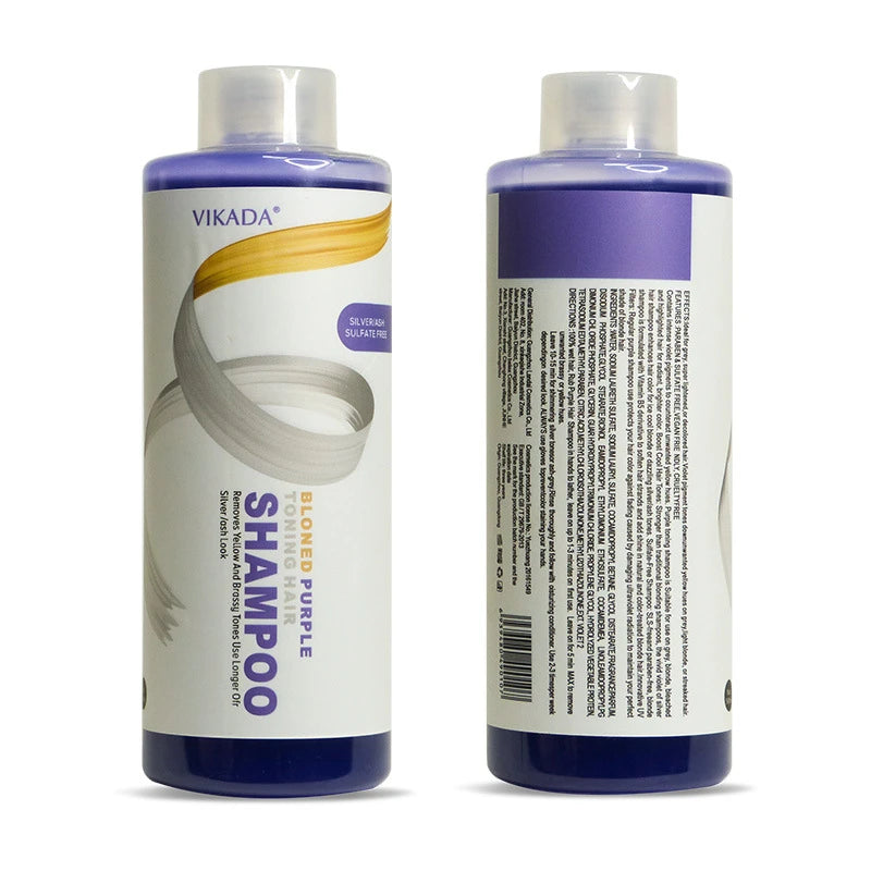 Vikada Blonde Purple Hair Shampoo Removes Yellow and Brassy Tones for Silver Ash Look Blonde Bleached Highlighted Shampoos 500ml