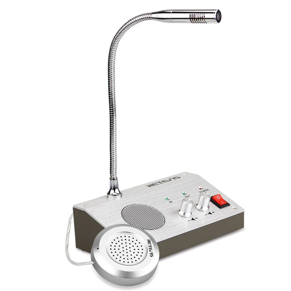 Retevis RT-9908 Dual Way Window Intercom System Bank Counter Interphone Two Way Intercom Intercom bank pharmacy Table Microphone