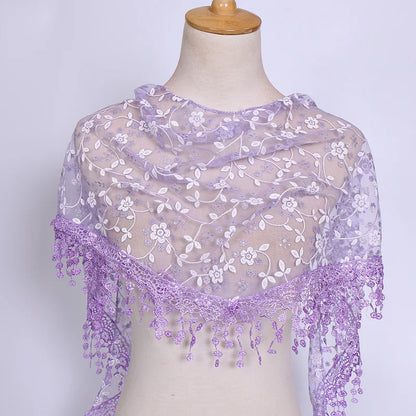 Embroidered Lace Scarf for Church Shawl Catholic Veil Church Scarf Sheer Floral Scarves Prayer Shawl Spanish Mantilla for Church