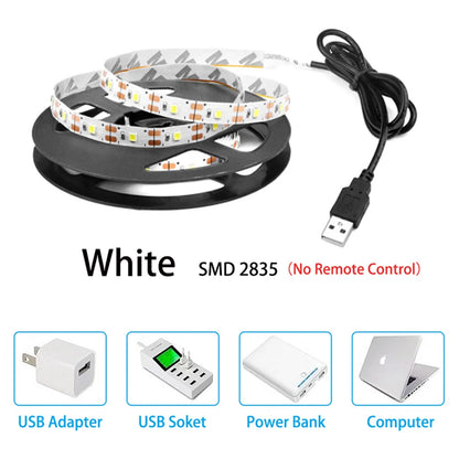 LED Strip Light 2835 5050 USB Bluetooth Flexible Lamp Tape 3key Sound Sensor RGB Ribbon 1M 2M 3M 4M DC5V Decoration TV BackLight